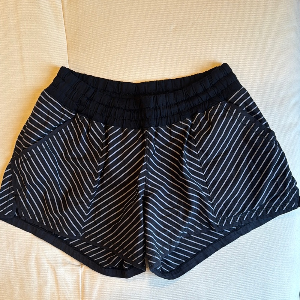 Lululemon Black and White Striped Women's Shorts